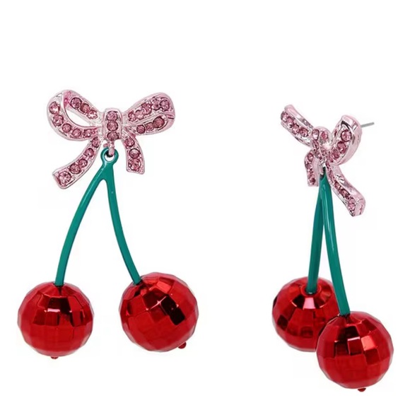 Betsey Johnson Jewelry - NWT $45 Betsey Johnson Sweetheart Cherry Statement Drop Earrings